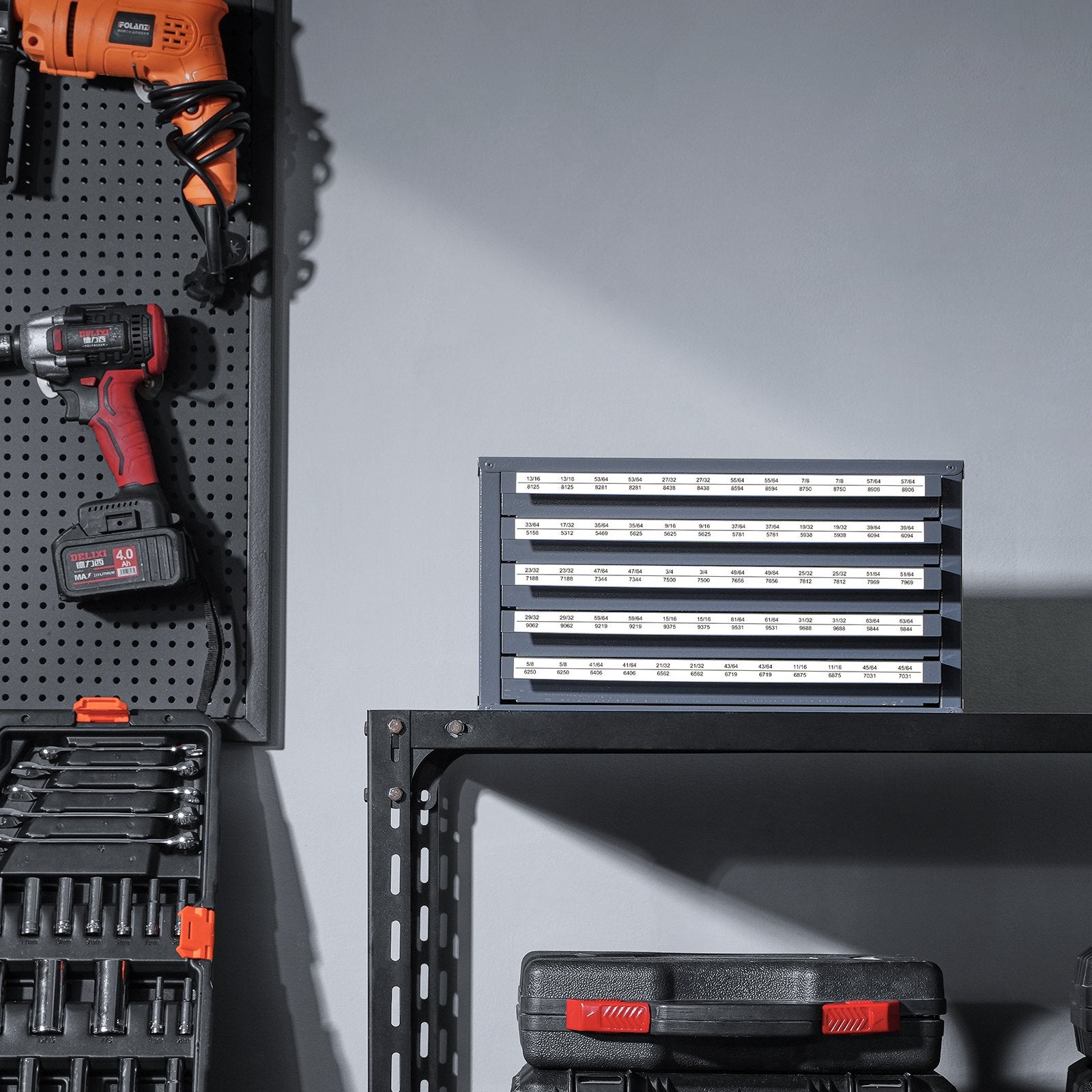 Drill Bit Dispenser Cabinet, Five-Drawer Drill Bit Organizer Cabinet For Steel Drill Dispenser Organizer Cabinet With Labels, Stackable Drill Dispenser For Drill Bit Storage