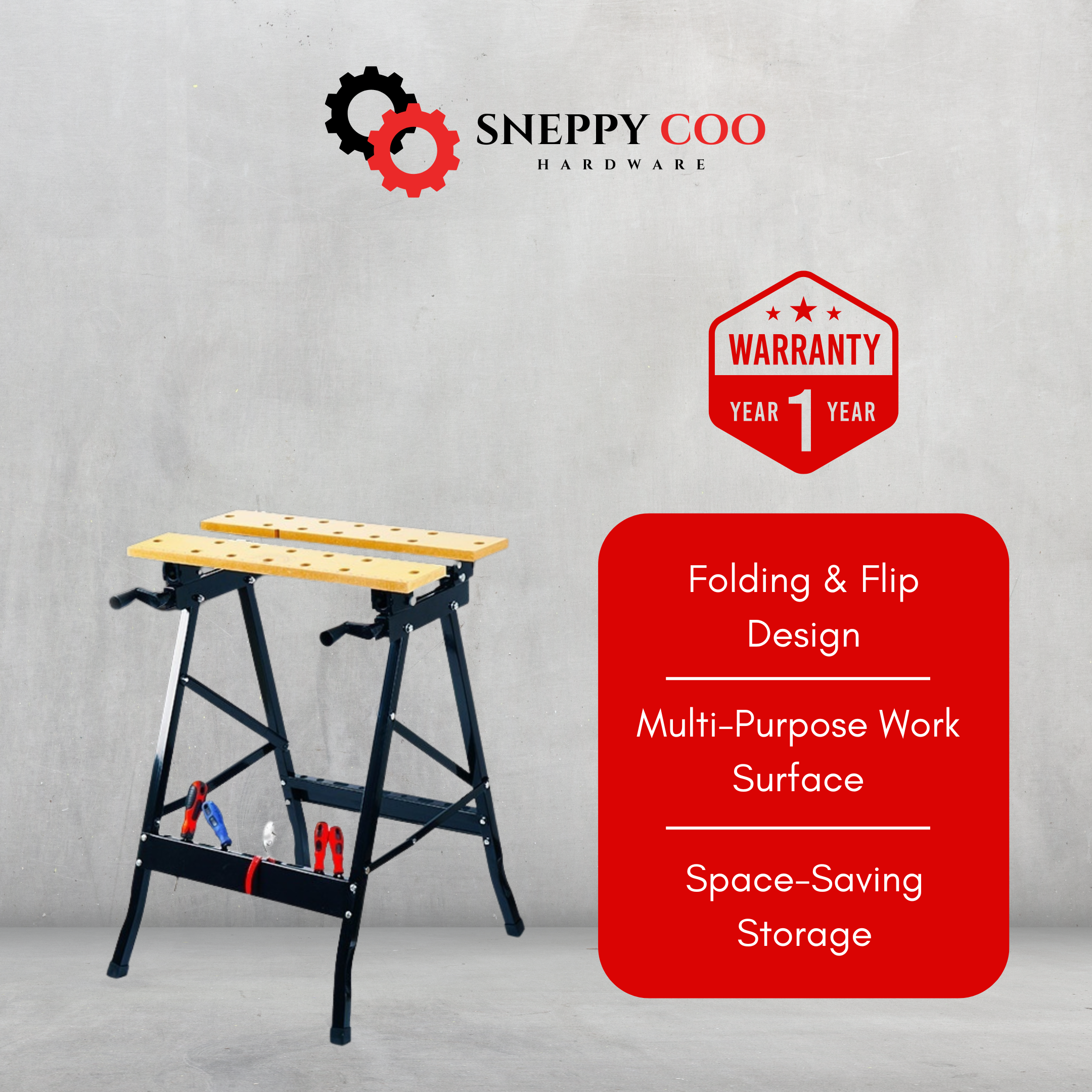 Multi-functional Folding Flip Woodworking Workbench