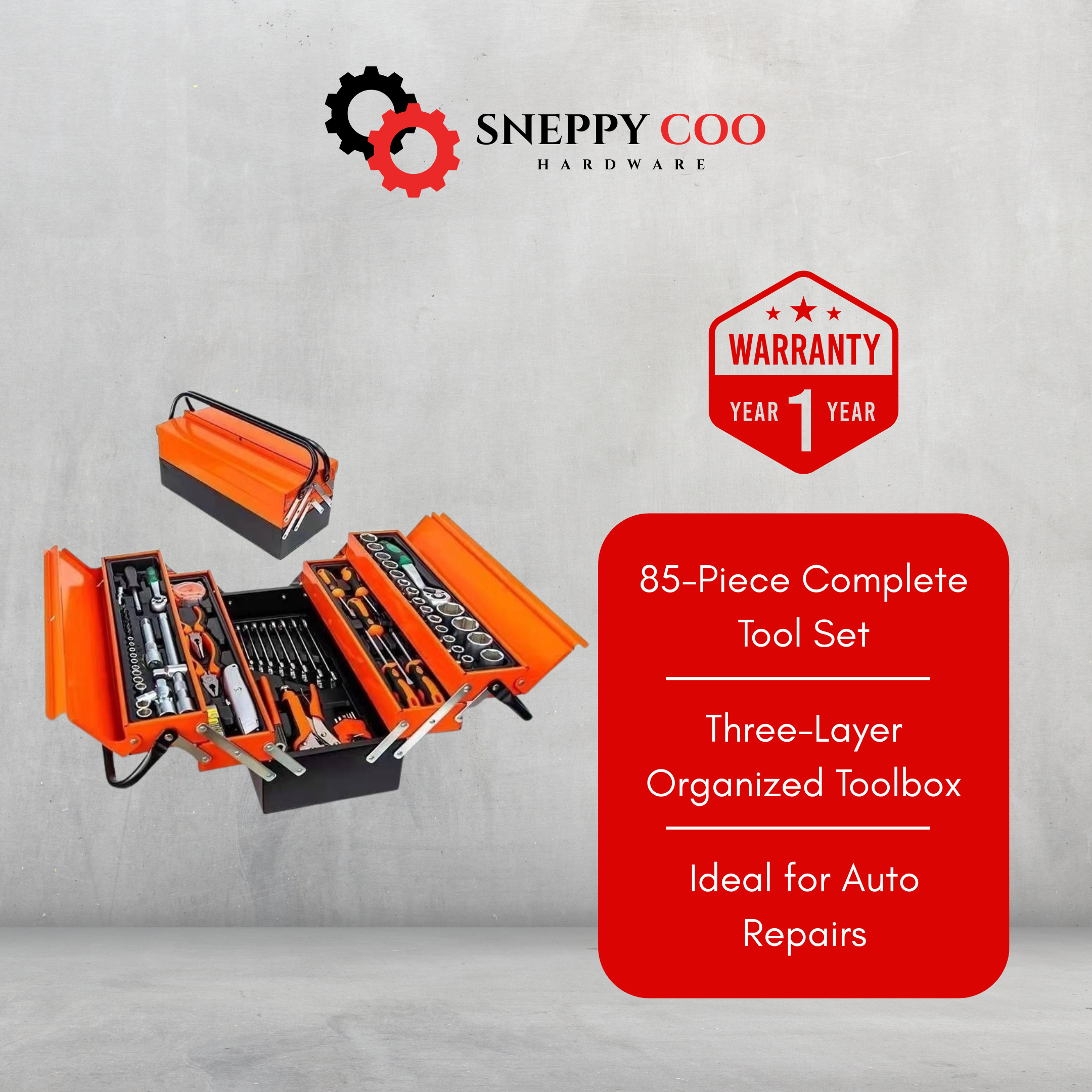 85-piece Auto Repair Kit Large Three-layer Toolbox